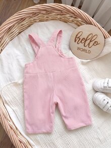 SHEIN 新生兒嬰兒 3D熊裝飾口袋連身衣 - 粉色 - 查看 2