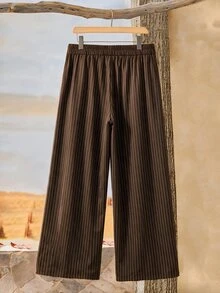 Rusticease Plus Size Brown Pleated Pants Casual Streetwear Fall Winter 2026 - Brown - View 2