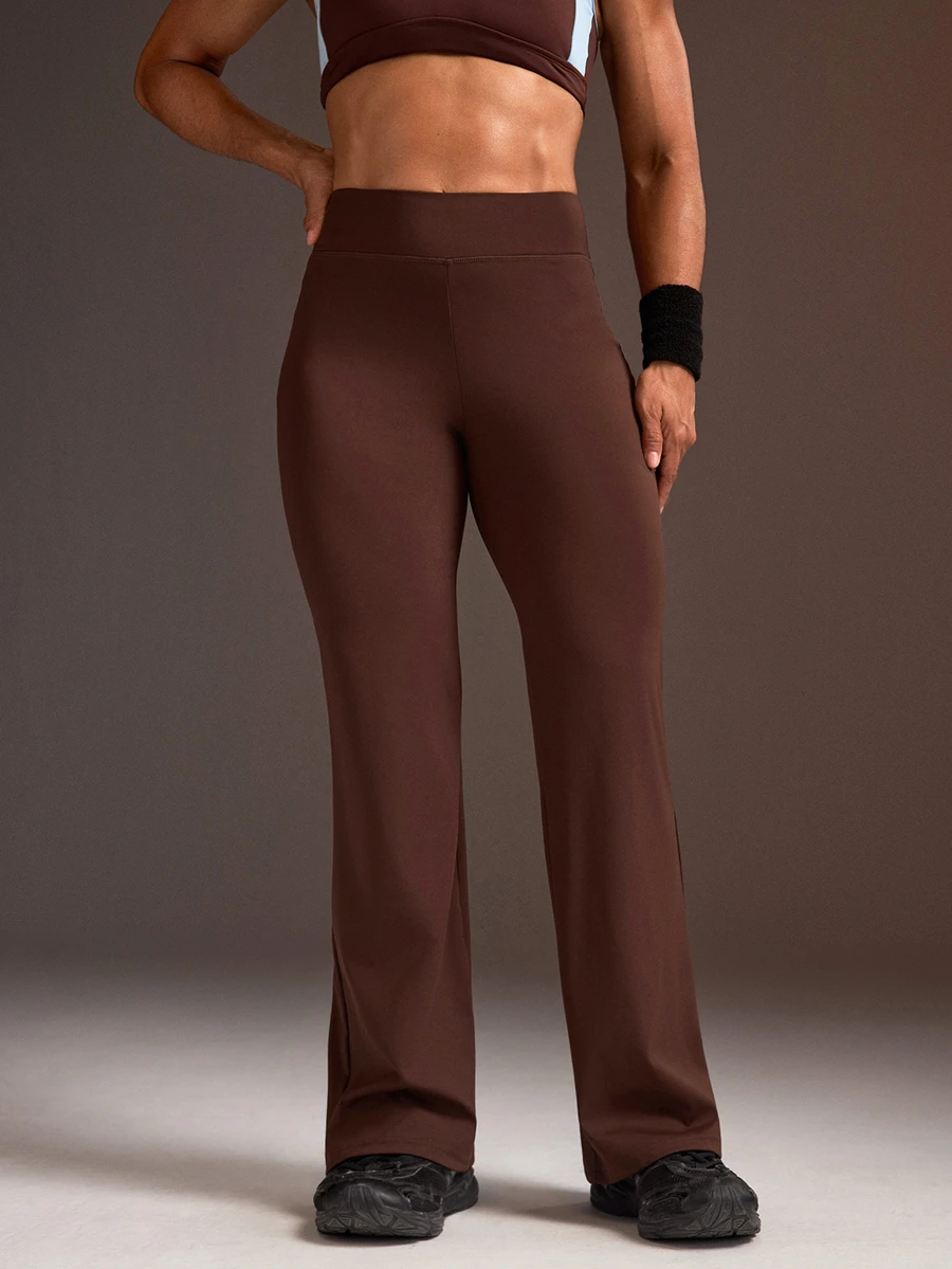 Powerista Women's Brown Fitted Wide Leg Pants - Brown - View 1