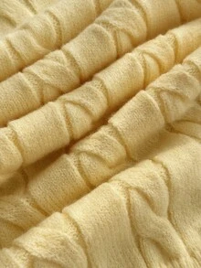 Young Girl Knight Embroidery Round Neck Long Sleeve Cable Knit Dress - Yellow - View 5