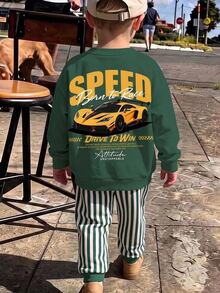 Setelan 2 Potong Baju Sweatshirt Lengan Panjang dan Celana Panjang Kasual Longgar dan Nyaman untuk Anak Laki-Laki, Cocok untuk Musim Gugur/Musim Dingin - MultiWarna - View 3