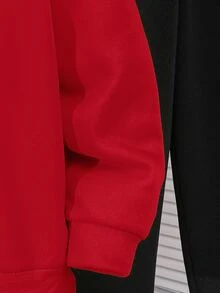 SHEIN 青少年男孩連帽衛衣熱情紅運動服黑色長褲字母圖案休閒運動寬鬆兩件套，適合休閒戶外運動與學校場合，適合秋冬穿著，休閒通勤，秋季服飾 - 彩色 - 查看 4