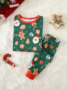 SHEIN 2件組男嬰秋冬休閒可愛聖誕修身居家服套裝 - 彩色 - 查看 3