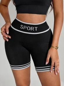 Slayform Slayform Women's Versatile Striped Colorblock Sports Shorts For Fitness - Black - View 4