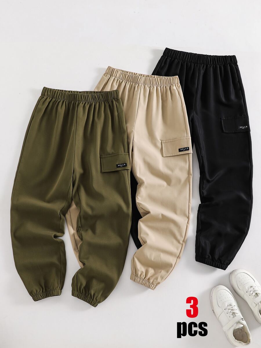 SHEIN 3件組青少年男孩長褲 - 彩色 - 查看 1