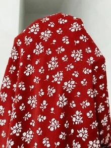 SHEIN 孕婦碎花圓領長袖優雅洋裝 秋冬休閒款 - 紅色 - 查看 9