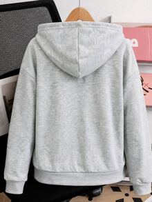 Teen Girl Letter Pattern Casual Daily Wear Zip-Up Sweatshirt - Multicolor - View 2
