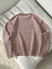 Manfinity Hypemode Men's Casual Solid Color Round Neck Drop Shoulder Long Sleeve Pink Sweater, Fall/Winter - Brown - View 2