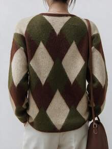 Dazy-Less Women's Diamond Quilted Casual Daily Cardigan - Coffee Brown - View 2