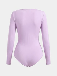 Tween Girls Black Knit Mock Neck Jumpsuit, Stretchy Fitted Comfortable Everyday Versatile Outfit - Purple - View 2