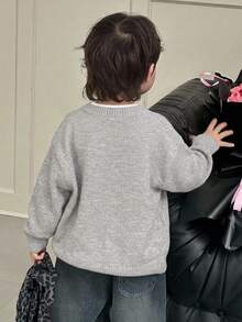 Dazy Kids Young Boy Solid Color Casual Versatile Daily Wear Long Sleeve Sweater - Light Grey - View 2