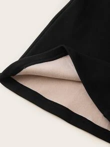 SHEIN EZwear 秋季新款純色保暖內裡加厚高腰直筒喇叭褲，秋季衛衣，適合日常通勤、聚會、秋冬/夏季、聖誕節、新年、感恩節、派對、婚禮、海灘、畢業典禮、優雅、外出、約會、通勤、情人節、優雅、度假、Y2K、畢業典禮等場合 - 黑色 - 查看 6
