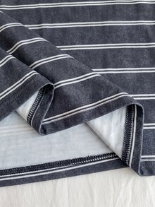 SHEIN 青少年女孩長袖巧克力條紋上衣，秋季襯衫，適合日常通勤、聚會、秋冬春夏、聖誕節、新年、感恩節、派對、婚禮、海灘、畢業典禮、優雅、外出、約會、通勤、情人節、優雅、度假、Y2K、畢業典禮及其他場合 - 彩色 - 查看 5