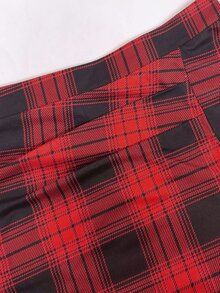 Sweetra Rok Ukuran Besar Musim Semi/Gugur Berbahan Mirip Suede Vintage dengan Pinggang Elastis dan Hem Asimetris, Model A-Line Panjang - MultiWarna - View 5