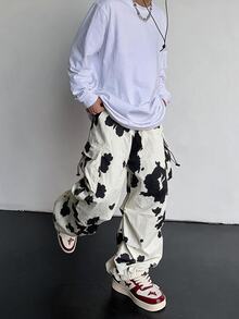 ROMWE MEN Street Life Men's Street Style Cow Print Hot-Selling Pants - Multicolor - View 2