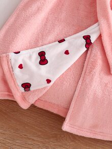 HELLO KITTY AND FRIENDS | SHEIN 青少年女孩睡衣，秋冬新款粉色保暖毛絨連帽長袖睡袍，休閒居家日常睡衣，1件裝 - 粉色 - 查看 8