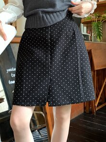 DAZY Women's Polka Dot Casual Versatile Skirt - Black - View 5
