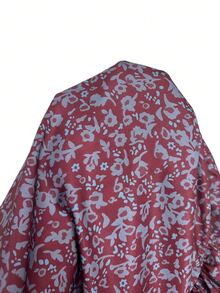 EMERY ROSE Plus Size Women's Floral Print Pleated Casual Versatile Daily Wear Blouse Fall - Burgundy - View 8