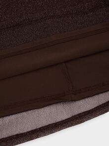 Sweetra CURVE Plus Size Women Elegant Elegant Elastic Silver Mesh Design Pleated Bodycon Long Skirt - Coffee Brown - View 6