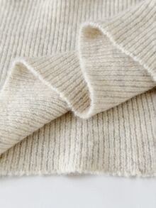 Rustia Plus Size Women Knit Sweater, Draped Cowl Neck Lantern Long Sleeve Knitted Top, Ribbed Hem Slim Fit Solid Color Elegant Fall Winter Essential - Apricot - View 8
