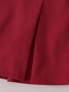 Souflis Souflis 2pcs Baby Girls Princess Big Bow Trim Rib Knit Ruffle Shoulder Corduroy A Line Skirt T Shirt Set Christmas Party Homecoming Fall Style Fall Outfits - Red - View 7