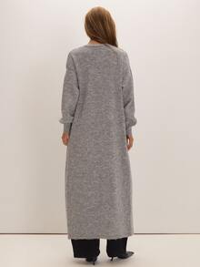 MUSEYN Grey Knit Longline Cardigan Versatile Lounge Everyday Date Night Chic New Season Fall - Grey - View 3