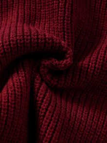 SHEIN 新生兒男嬰女嬰秋冬裝 卡其色針織連身衣 熊圖案手工刺繡吊帶褲毛衣，舒適時尚日常可愛復古經典百搭簡約多功能 - 酒紅色 - 查看 10