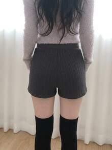 DAZY Women's Korean Style Fashion Drawstring Waist Shorts For Vacation And Dating - Dark Grey - View 2