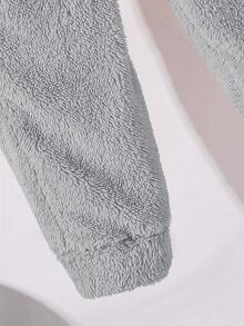 SHEIN Little Byeori 2件組男童冬季休閒返校穿搭套裝，包含抓絨半拉鍊連帽衛衣與寬鬆慢跑長褲，秋季加厚保暖校園套裝 - 灰色 - 查看 5