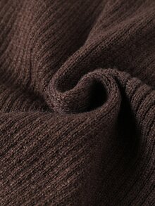 Seusyu Plus Size Women's Solid Color Casual Daily Long Sleeve Sweater - Khaki - View 8