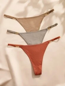 Snug Zone 女款金屬環休閒丁字褲 (3入組) - 彩色 - 查看 1