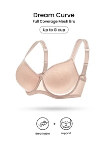 LUVLETTE Dream Curve Air Full Coverage Minimizer  Seamless No Show Breathable Mesh Ultra-Light Summer Embossed Rose Sandwich Spacer Cup Support Bra - Rusty Rose - View 7
