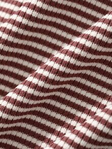 DAZY Women's V-Neck Striped Long Sleeve T-Shirt Fall - Burgundy - View 9
