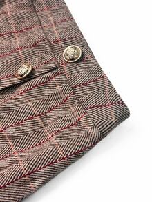 GlowEve CURVE Plus Size Woven Checkered Elegant Fall-Winter Full-Length Skirt - Brown - View 3