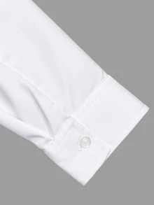 Manfinity Bizformal Men's Long Sleeve Shirt, Fine Striped Contrast Color Double Layer Collar Design, Suitable For Daily Commute, Casual, Party And Various Occasions - White - View 5