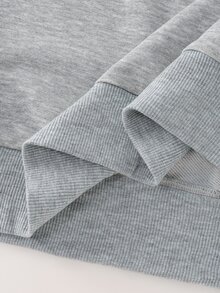 Balvessa V-Neck Colorblock Long Sleeve Asymmetrical Loose Casual Sweatshirt For Women - Grey - View 6