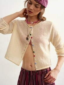 Bohemela Women's Solid Color Casual Versatile Daily Cardigan - Khaki - View 5