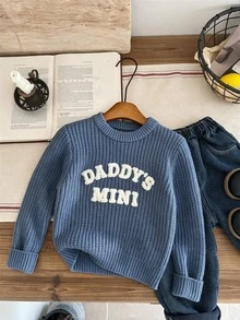 SHEIN 兒童小男孩秋冬毛衣，柔軟舒適學院風英倫風校服，適用返校日、職業體驗日、聖誕節、萬聖節、生日 - 彩色 - 查看 2