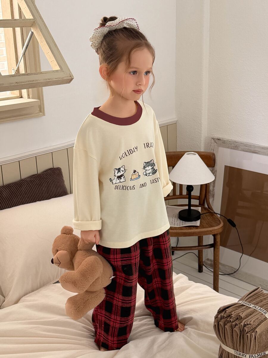 DAZY Girls' Spring/Autumn Printed T-Shirt And Pants Long Sleeve Set, Casual Cute New Hot-Selling Loungewear - Multicolor - View 1