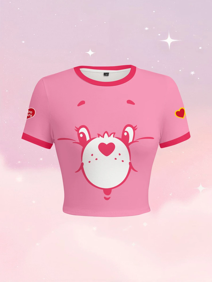 SHEIN X Care Bears 女款卡通印花拼色休閒日常短袖T恤 - 白色 - 查看 1