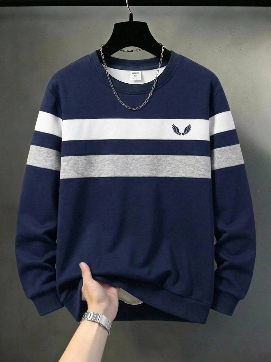 青少年男孩休閒時尚圓領長袖衛衣,卡通圖案,適合秋冬穿著 - 彩色 - 查看 1