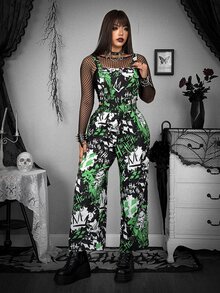 Whyspr Harley Quinn X SHEIN Plus Size Women's All-Over Print Casual Daily Wear Overalls Jumpsuit - Multicolor - View 7