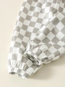 SHEIN 2pcs Baby Boy Checkerboard Pattern Sweatshirt & Sweatpants Set, Infant Outfit, Autumn/Winter Sports Set - Multicolor - View 5