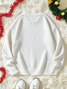 Men's Crew Neck Christmas Tree Sweater - White - View 4
