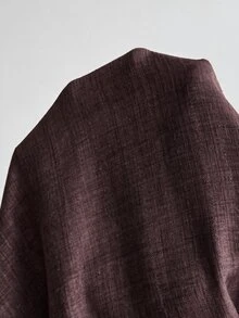 SHEIN 孕婦純色百褶長袖上衣與可調腰長褲休閒日常兩件套秋季 - 咖啡棕 - 查看 8