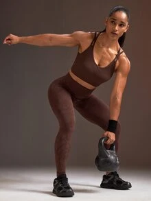 Powerista Women's Solid Color Casual Daily Sports Bra - Brown - View 7