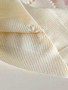 Souflis 4-7歲女童菱格紋3D蝴蝶結圓領針織上衣＋寬腿直筒長褲 2件套 春秋款 秋冬針織套裝 - 粉色 - 查看 6