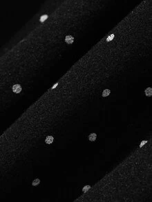 DAZY Young Girl Korean Style Polka Dot Print Cold Shoulder Long Sleeve T-Shirt - Black - View 8