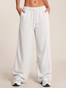 SHEIN BAE Women's Colorblock Casual Daily Travel Sports Long Pants - Light Grey - View 9