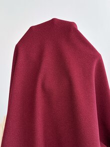 SHEIN Gaun Hamil Elegan Warna Polos Leher Bulat Lengan Panjang dengan Kancing - Burgundy - View 7